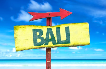 Bali sign with beach background